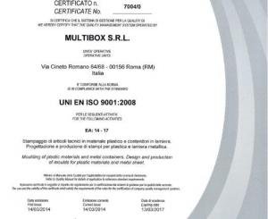 Certificato di qualità UNI EN ISO 9001:2008